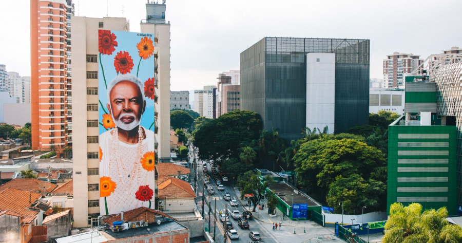 Gilberto Gil é homenageado com mural gigante em São Paulo