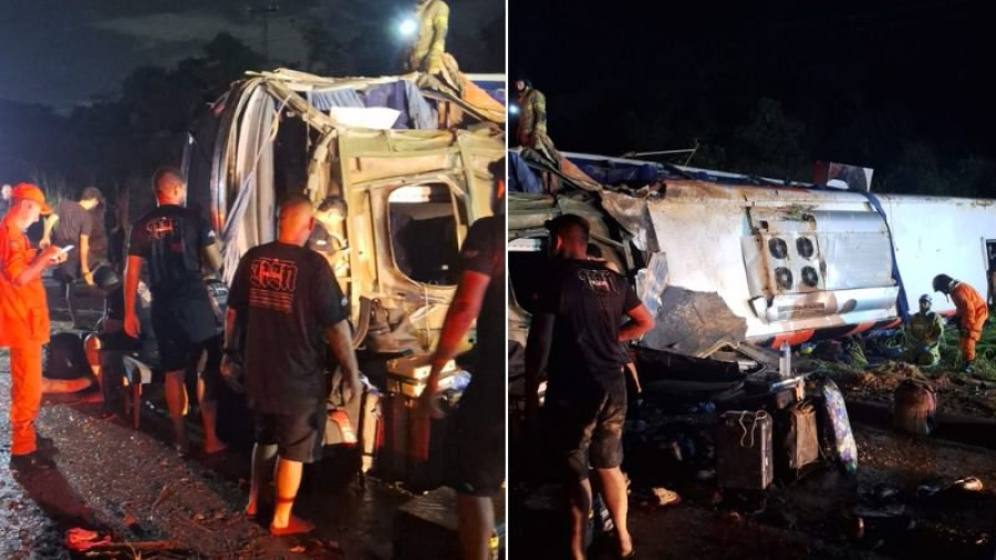 Ônibus de cantor de forró que transportava 22 músicos se envolve em acidente de trânsito e deixa feridos