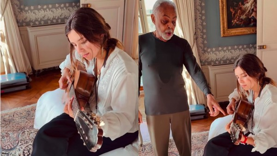 VÍDEO: Gilberto Gil encanta fãs ao ensinar neta a tocar música no violão