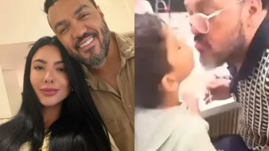 Filho de Rayane Figliuzzi beija Belo na boca e cena gera polêmica na web; assista