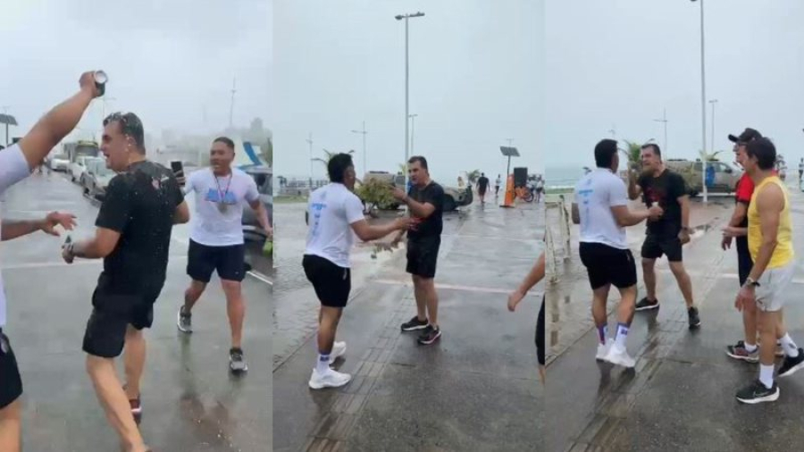 CONFUSÃO! Fábio Mota é xingado e agredido por torcedores do Bahia durante caminhada da Bamor; assista