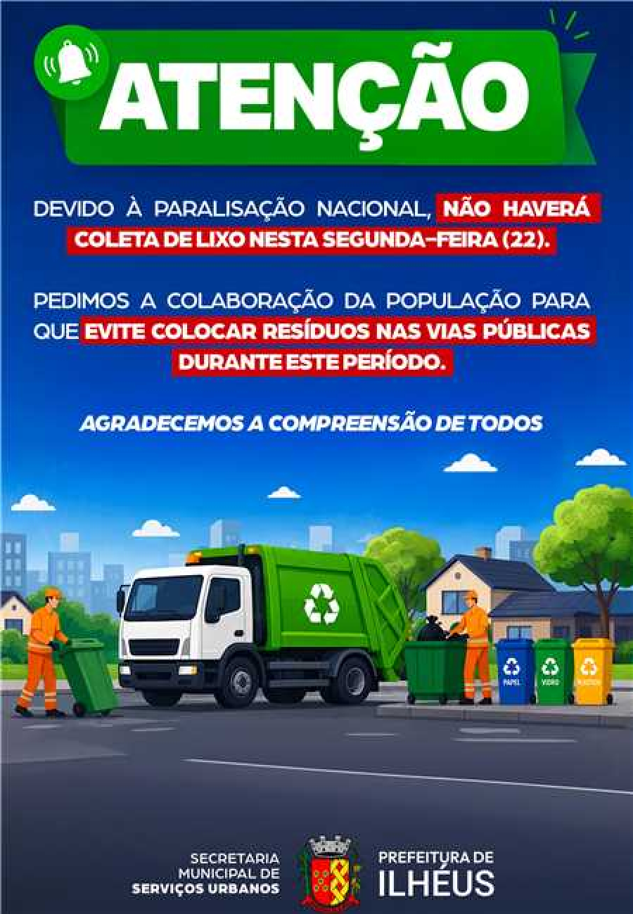 Paralisação nacional suspende coleta de lixo em Ilhéus